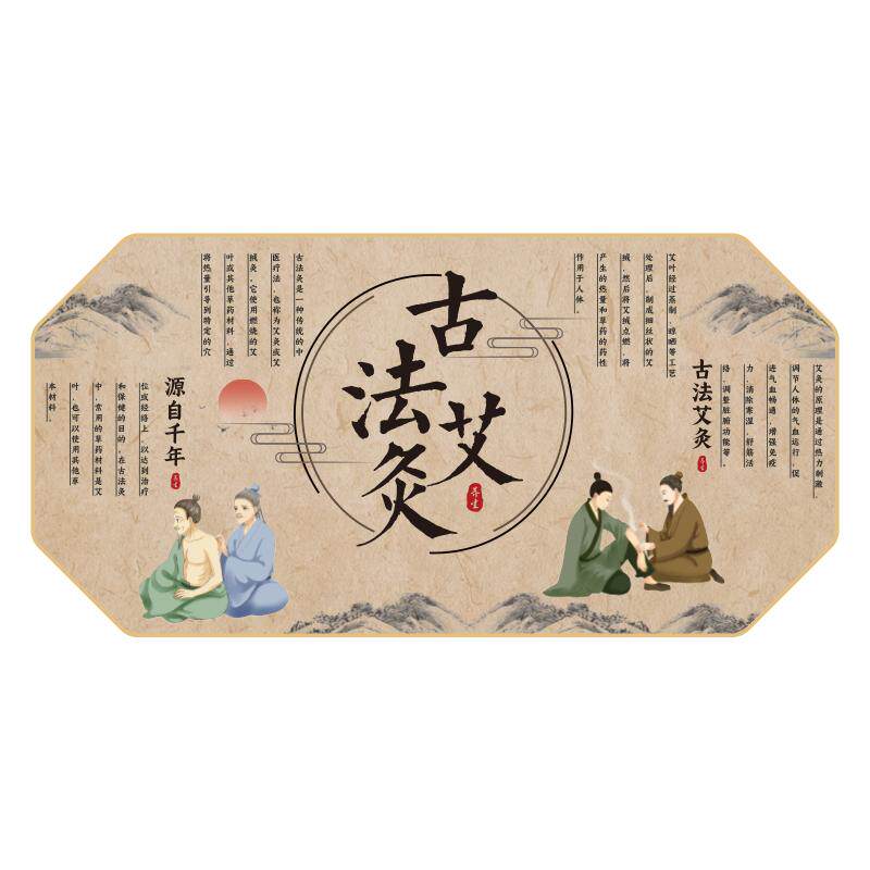 养生馆艾灸文化背景墙面头疗拔罐装饰挂画中医室形象宣传海报氛围