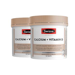 【自营】Swisse斯维诗柠檬酸钙片维生素D成人钙150片柠檬酸钙*2瓶