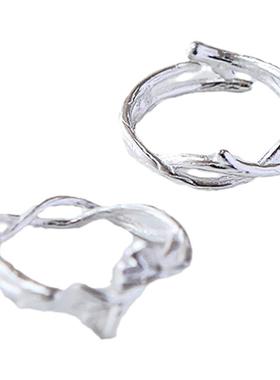 情侣戒指银杏叶镂空礼物