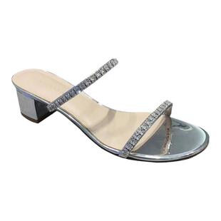 2025春季新款60920360法式水钻女外穿圆头中粗跟半拖一字带凉拖鞋