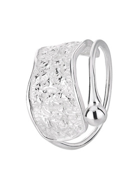 复古轻奢不规则开口银戒指可刻字