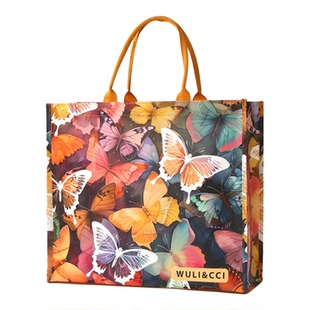 新款法式编织袋带拉链防水轻便礼物袋沙滩游泳超市购物袋手提袋