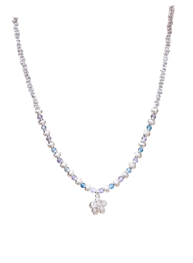 花朵吊坠项链女款水晶锁骨链新款