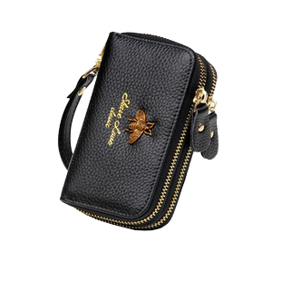 大容量钥匙包卡包二合一女双层拉链门禁锁匙收纳多功能零钱包一体