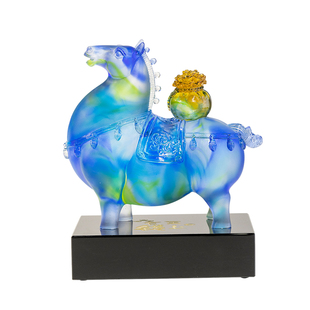 柏梵古法琉璃生效马摆件高级感马上有钱艺术桌面装饰商务乔迁礼物