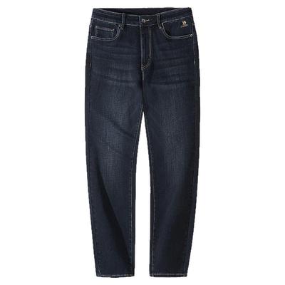 骆驼男装牛仔裤男款黑色加绒直筒冬加厚新款蓝色通勤户外保暖运动