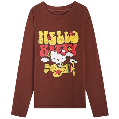 今屿花花长袖印花T恤女