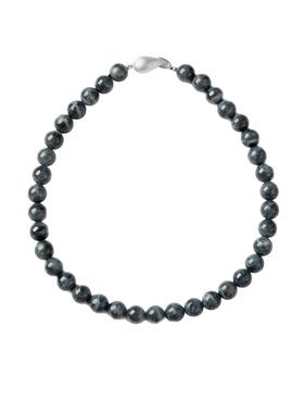 瑰意墨玉银拉丝叶扣项链新款女百搭高级感气质小众设计时尚锁骨链