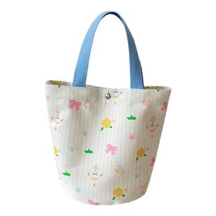 手提袋收纳手提包宝妈手拎水桶包上班族杂物可折叠可爱学生饭盒包