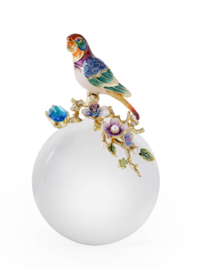 现代轻奢鹦鹉K9水晶玻璃球摆件