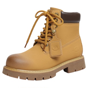 红蜻蜓大黄靴2025秋季新款女鞋厚底马丁靴复古英伦机车靴短筒单靴