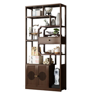 新中式博古架茶柜置物架茶具放茶叶多宝阁紫砂壶摆件茶室展示复古