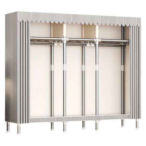 挂衣架落地卧室简易衣帽架防尘衣服收纳架子出租房布衣柜结实耐用