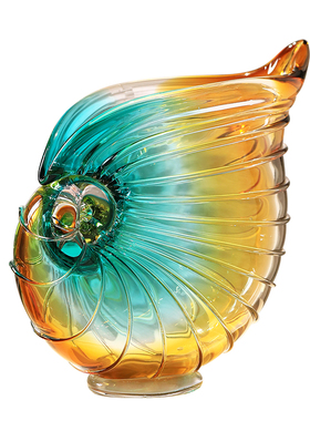 轻奢海螺造型玻璃花瓶桌面摆件