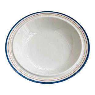 安木良品 外贸原单 韩国ins复古条纹线条陶瓷一人食小汤盘饭碗