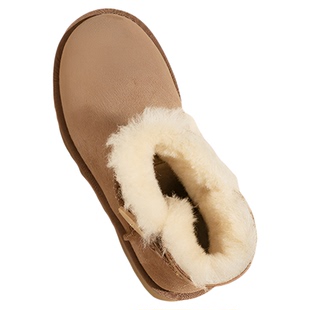 河南桑坡村羊皮毛一体雪地靴女冬季加厚保暖厚底增高短筒木扣棉鞋