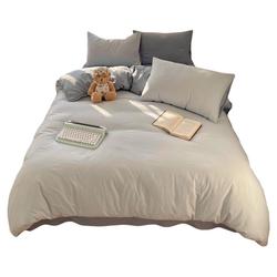 双拼纯色床上四件套纯棉全棉2025新款床单被套被罩学生宿舍三件套