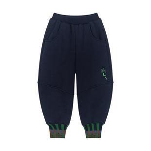 马拉丁儿童裤子25冬装新款男童女童小童罗纹萝卜裤加绒针织长裤