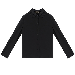 【真丝】LANCY/朗姿2026春新款气质通勤荷叶边领衬衫女设计感上衣