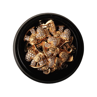 2026马年美甲饰品超闪锆石新款小马铜钱金元宝福字指甲钻饰G053