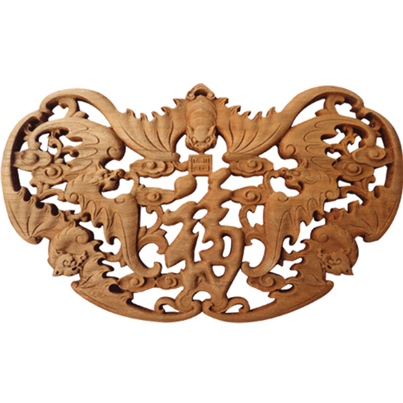 新款中式東陽(yáng)木雕掛件香樟木雕刻工藝品扇形壁掛家居飾品仿古掛飾