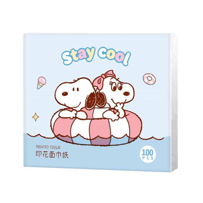 sunde史努比印花抽纸24包卫生纸巾小包便携小学生手帕纸抽箱装
