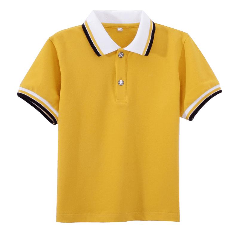 男童短袖polo衫小学生校服中大儿童橙色白色翻领T恤女童毕业班服
