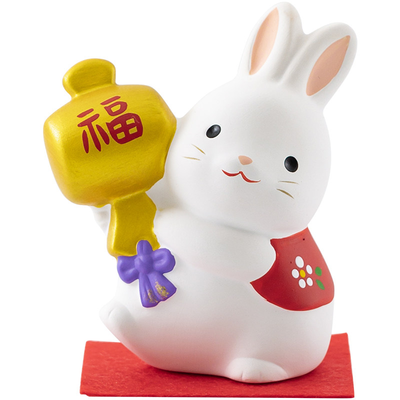 药师窑日本进口兔子摆件
