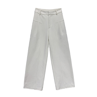 米白色阔腿裤女秋冬高级感拖地休闲裤加厚垂感显瘦窄版西装直筒裤