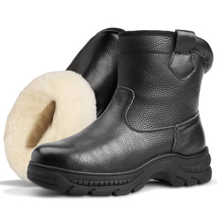 雪地靴男款冬季东北皮毛一体棉鞋2025新款防寒加绒加厚极寒高帮