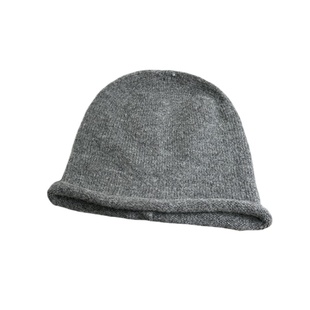 基础百搭灰色针织毛线帽女秋冬冷帽大头围保暖帽子卷边纯色堆堆帽