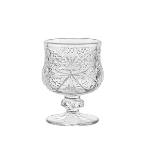 白酒杯复古刻花玻璃杯果酒杯精致高脚杯高颜值小酒杯微醺一口杯