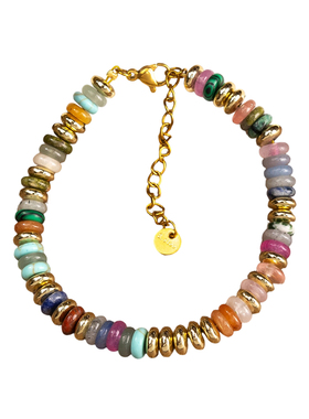 飞碟盘西瓜红水晶多巴胺手链