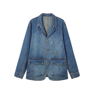 三粒扣水洗牛仔西服|原创设计11oz日本产窄幅丹宁棉麻秋冬夹克男