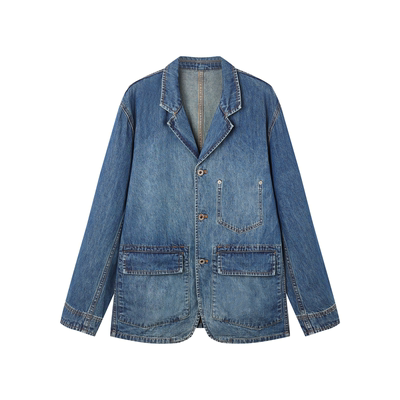 水洗牛仔西服11oz日本产窄幅面料