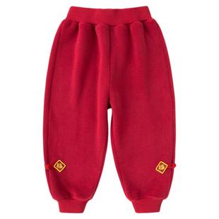 dudujia宝宝唐装裤子冬季儿童拜年服长裤男童喜庆周岁礼服冬装a类