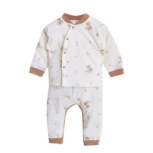 婴儿衣服小月龄宝宝分体套装新生婴幼儿春秋保暖打底夹棉薄棉睡衣
