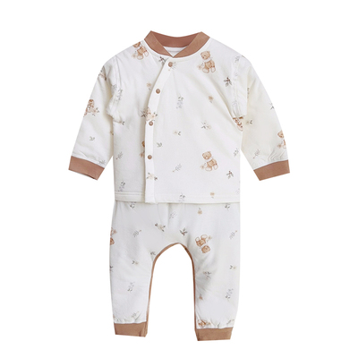 薄棉婴儿斜襟护肚免脱裤分体套装