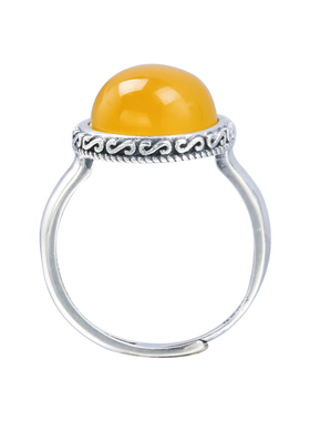 包珠戒托银饰925银蜜蜡琥珀玉石