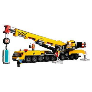 2026拼搭机械科技城市60409黄色移动式工程起重机吊车积木玩具男