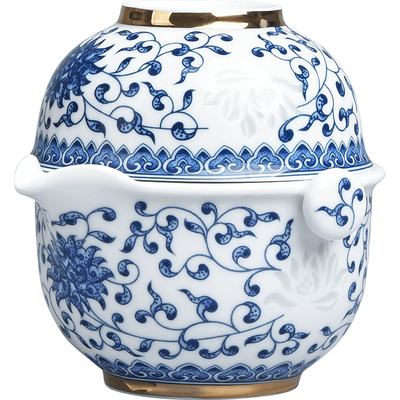 玉柏玲珑缠枝莲便携茶具非遗传承