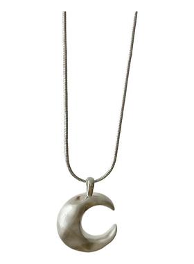 大米饰品】韩系磨砂月亮吊坠项链显气质高级感毛衣链2024新款爆款