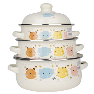 16cm小珐琅瓷奶锅双耳锅搪瓷碗锅迷你锅搪瓷汤锅泡面碗小火锅家用