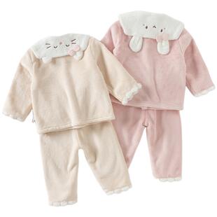 戴维贝拉女童家居服套装冬装新款儿童牛奶绒睡衣宝宝保暖衣服女宝