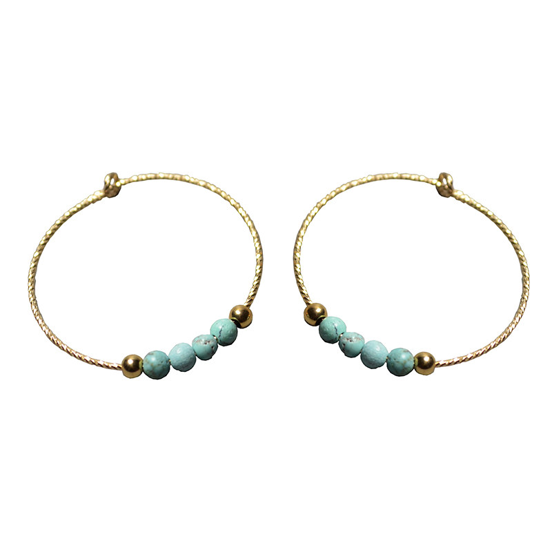 Ciel原创手工美国进口14K包金耳环耳饰耳圈女天然原矿绿松石2.8mm