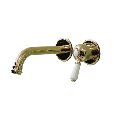 NP嘴预埋墙排浅金色美式法式复古暗装入墙式面盆水龙头墙出水冷热