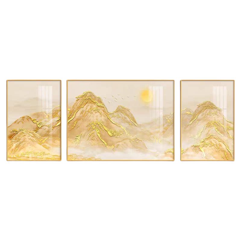 日照金山客厅沙发背景墙三联画高