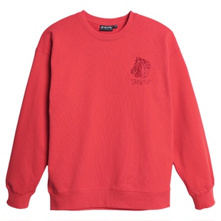 MCS源自万宝路马年本命年情侣针织休闲重磅亲子卫衣红色新年上衣