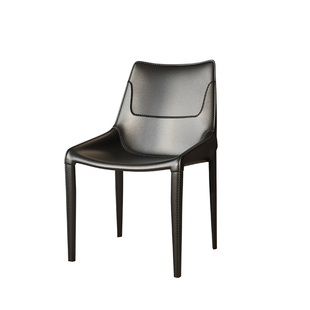 广巢马鞍皮餐椅高靠背椅子意式极简轻奢家用小户型高端设计师椅A