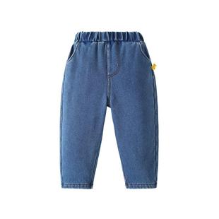 精典泰迪童装男童加绒加厚牛仔长裤秋冬季新款保暖直筒宽松裤子